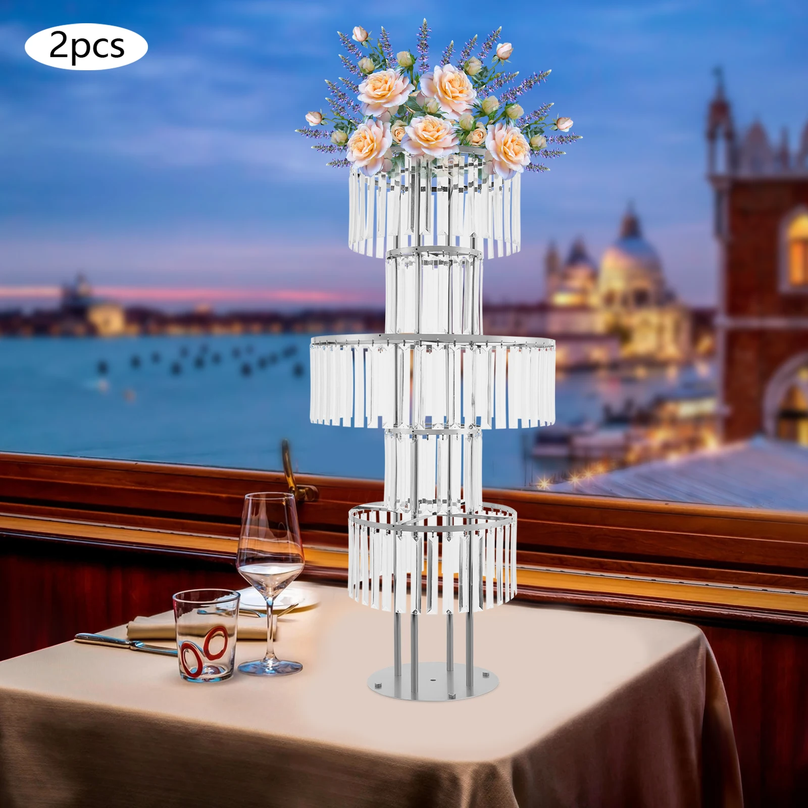 

5 Tier Crystal Flower Stands 2PCSb For Home Decor And Flower Arrangements Wedding Tabletop Mount