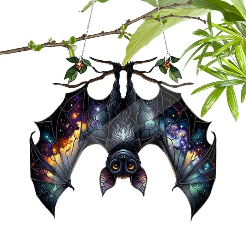 SuncatcherHanging Stained Acrylic Bat Catcher Pendants Wind Chimes Window Car Home Decor Art Hangable Halloween Decoration