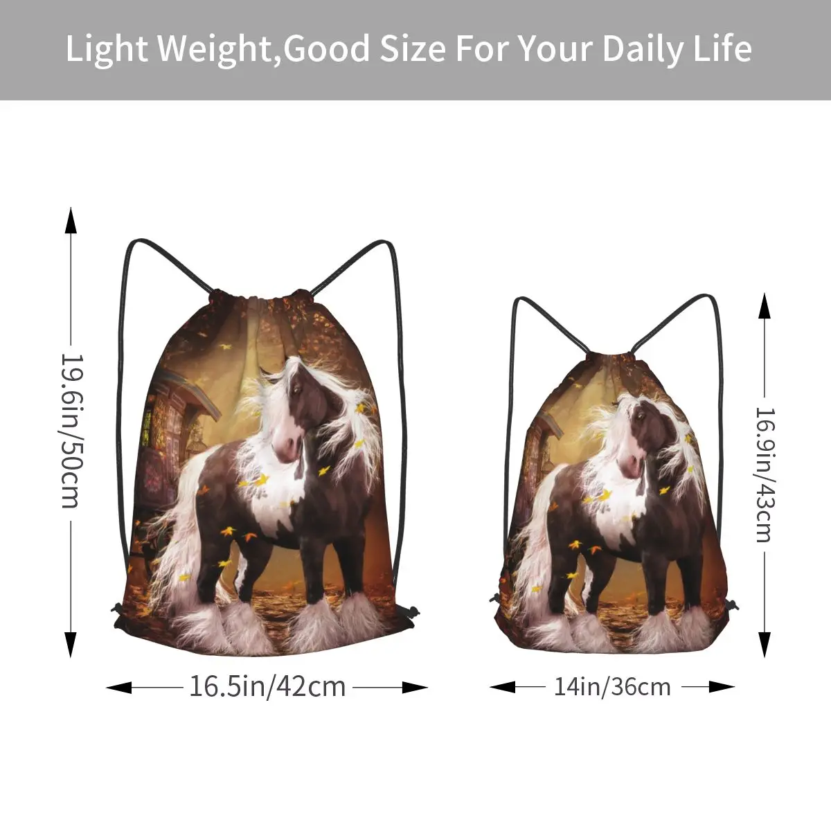 Brown Horse Herd Running Humor Backpacks Portable Drawstring Bags Shoes Bag Book Bags for Man Woman Students