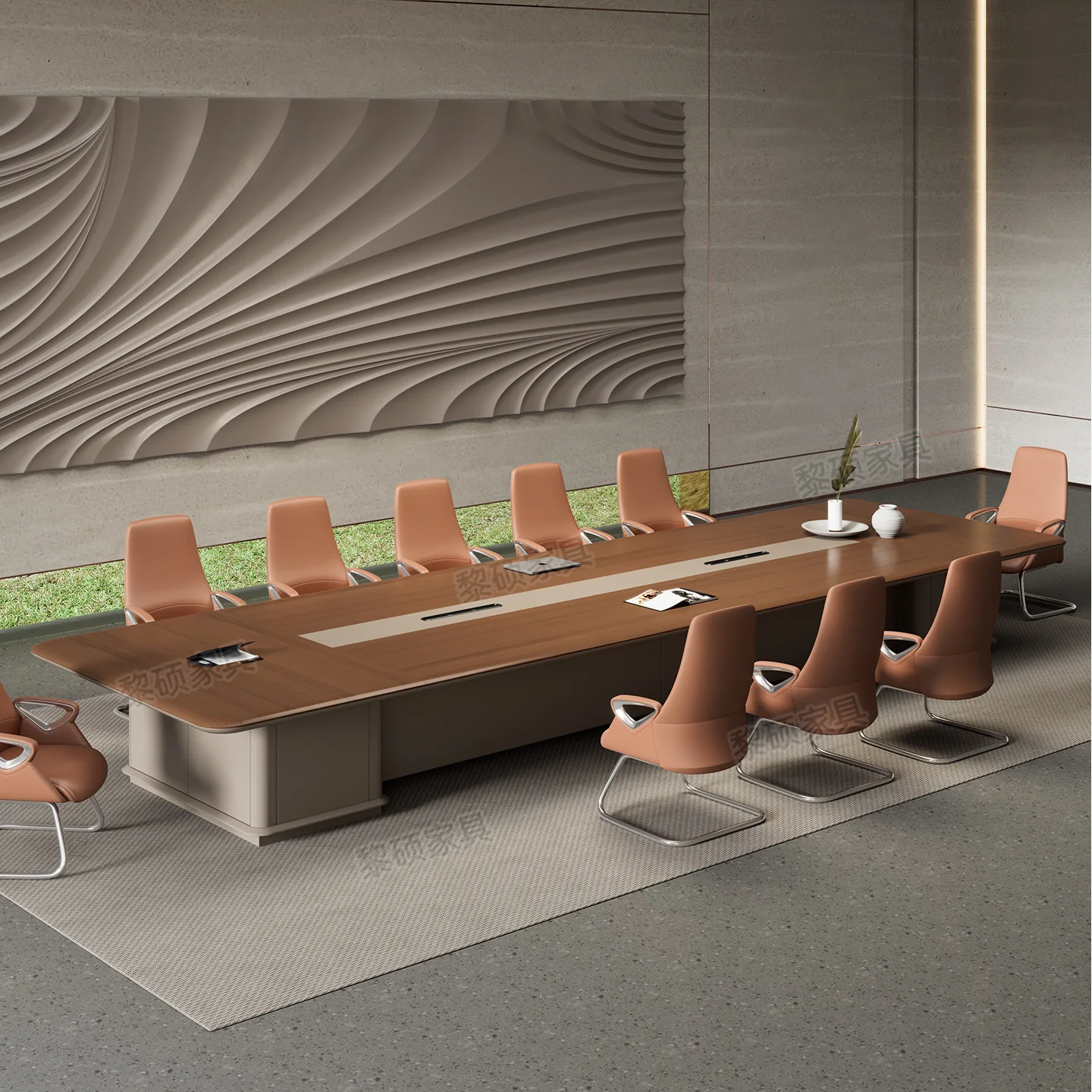 Conference table Large long table Commercial business negotiation table and chair combination