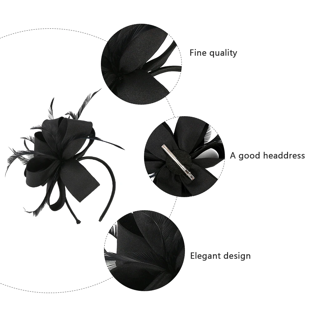 

Bow Hair Clasp Headdress Party Headwear Elegant Hair Accessories Black Bride Non Woven Artificial Dance Girls Women