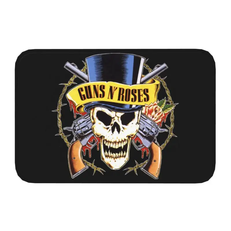 Guns N Roses Front Door Mat Anti-Slip Outdoor Absorbent Bullet Logo Doormat Kitchen Balcony Entrance Rug Carpet