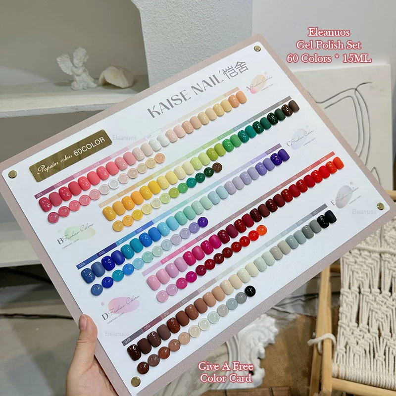 Eleanuos beliebte Farbe Gel Polieren 60PCS gemischte halbpermanente Lack Farbe Eis transparent UV-Nagelkleber Salon Kit