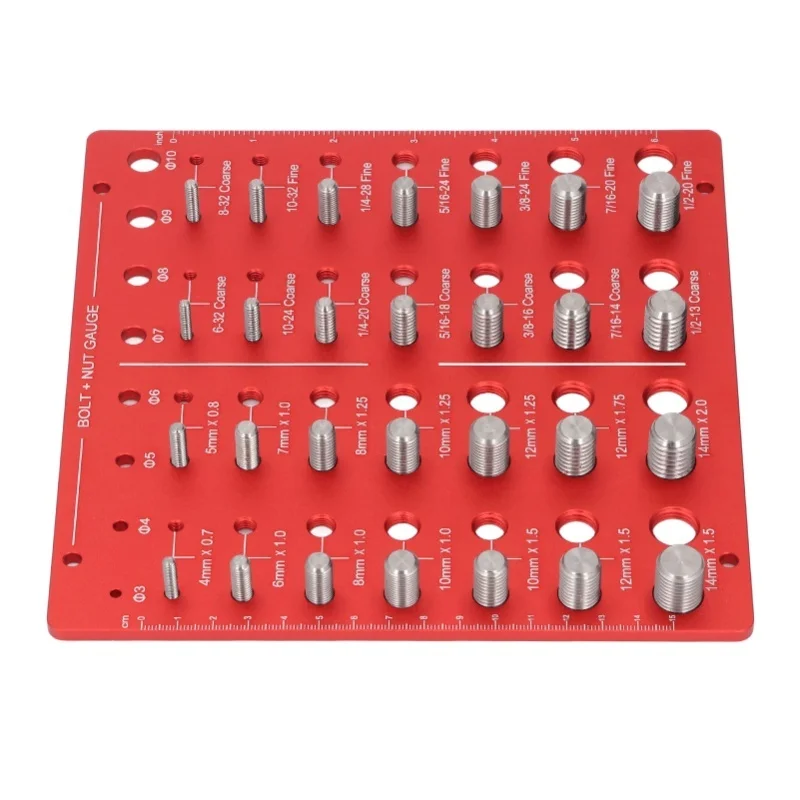 Thread Checker Nut Bolt Identifier 28+8 Thread And Bit Size Gauge Aluminum Alloy Combination Measurement Tool