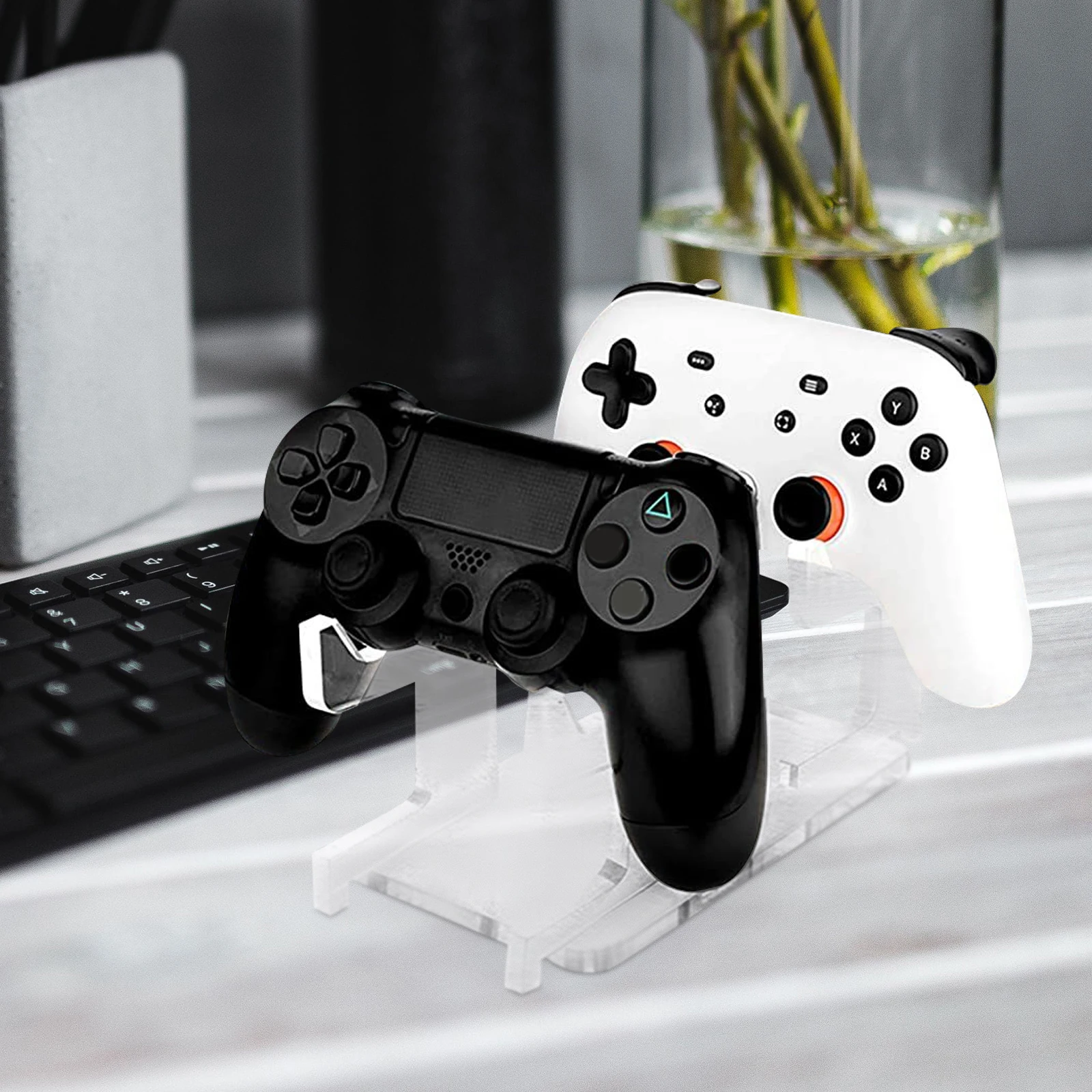 

Transparent Acrylic Game Controller Holder Stand Organizer Rack for Storage Display Lightweight Portable Easy Assembly