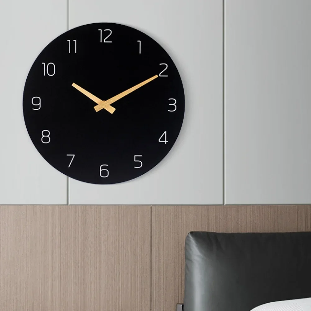 Frameless Wooden Wall Clock 30cm with Silent Quartz Movement Battery Operated for Bedroom Study and Office Walls