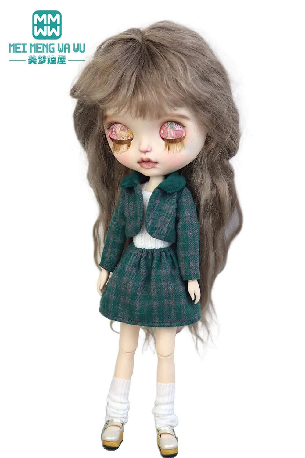 

Подходит для кукол Blyth Azone OB22 OB24, аксессуары для кукол 28-30 см, джинсовое шерстяное пальто, шерстяное клетчатое платье, рубашка, игрушки, подарки
