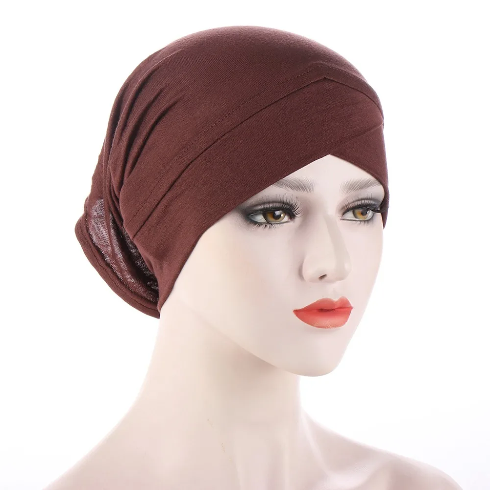 

Comfortable Fit Solid Color Inner Cap Jersey Cotton Under Hijab Bonnet Elastic Breathable Under Scarf Caps for Women