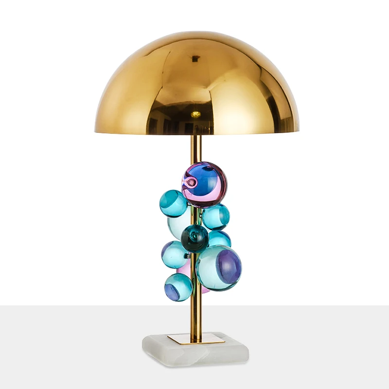 

Modern Simple Luxury Crystal Balls Bedside Lamps K9 Crystal and Golden Table Lamp For Bedroom