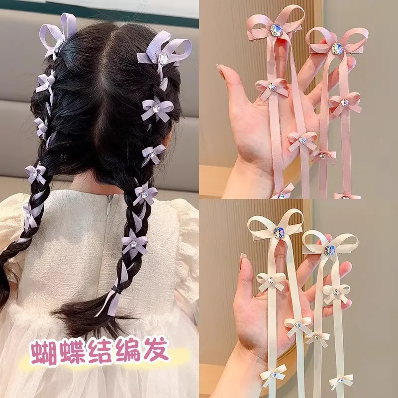 

Детские фиолетовые аксессуары для волос в древнем стиле: банты-бабочки, ленты, кисточки, резинки для волос с вьющимися концами для девочек