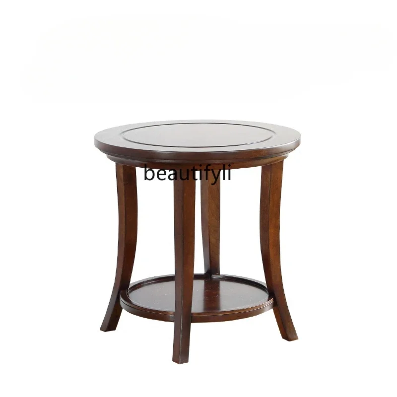 

American Retro Round Table Phone Table Living Room Sofa Side Cabinet round Small Corner Table