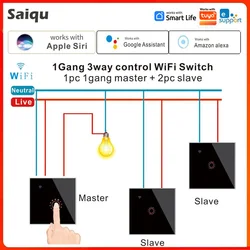 Works Tuya eWeLink EU WiFi Smart 3 Way Switch 1 2 3 Gang Glass Wall Touch Switch Remote Control Compatible Alexa Google Home