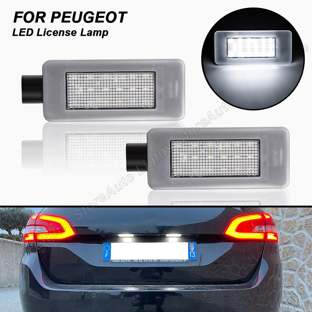 2PCS No Error LED License Number Plate Lights For Peugeot 207 CC 208 308 II Hatchback 2008 3008 For Citroen C5 III C4 Picasso