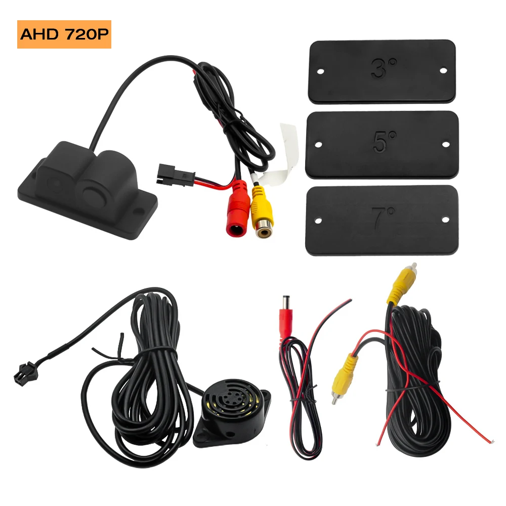 LEEWA 720P/1080P/CVBS AHD 2in1 Car Visual Reversing Camera With Backup Parking Sensor Aid System Rear View Radar #CA4067