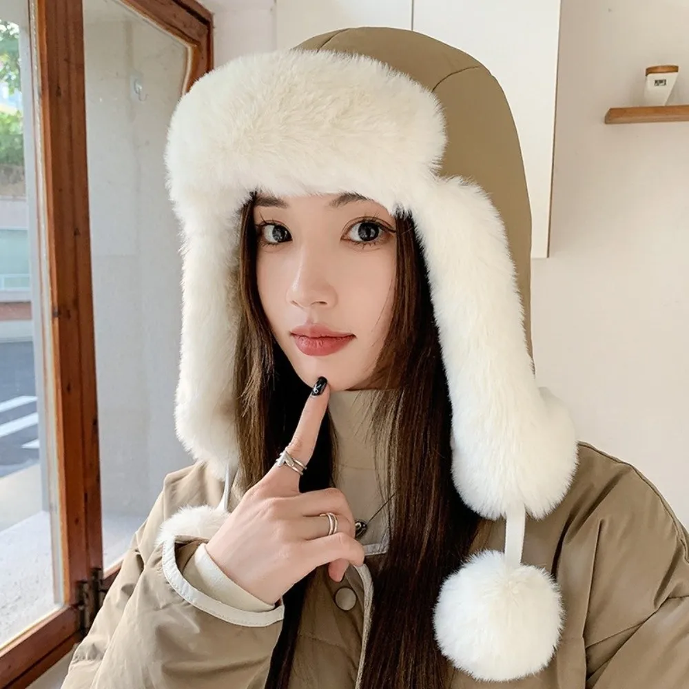 Fashion Windproof Winter Pilot Hat Beanie Caps Anti Fog Warm Ski Hat Neck Protector Cold Proof Plush Hat Biking