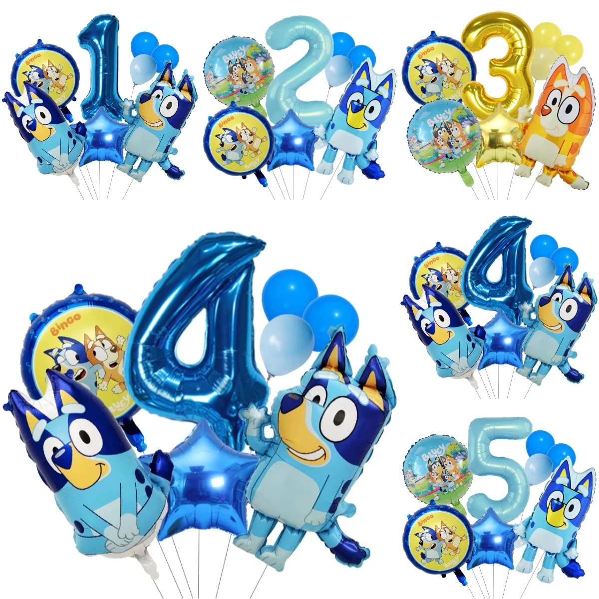 8Pcs Cartoon Bluey Family Aluminum Balloon Cartoon Blue Orange Brouy Balloon Decoration Set Birthday Party Supplies Kid Toys