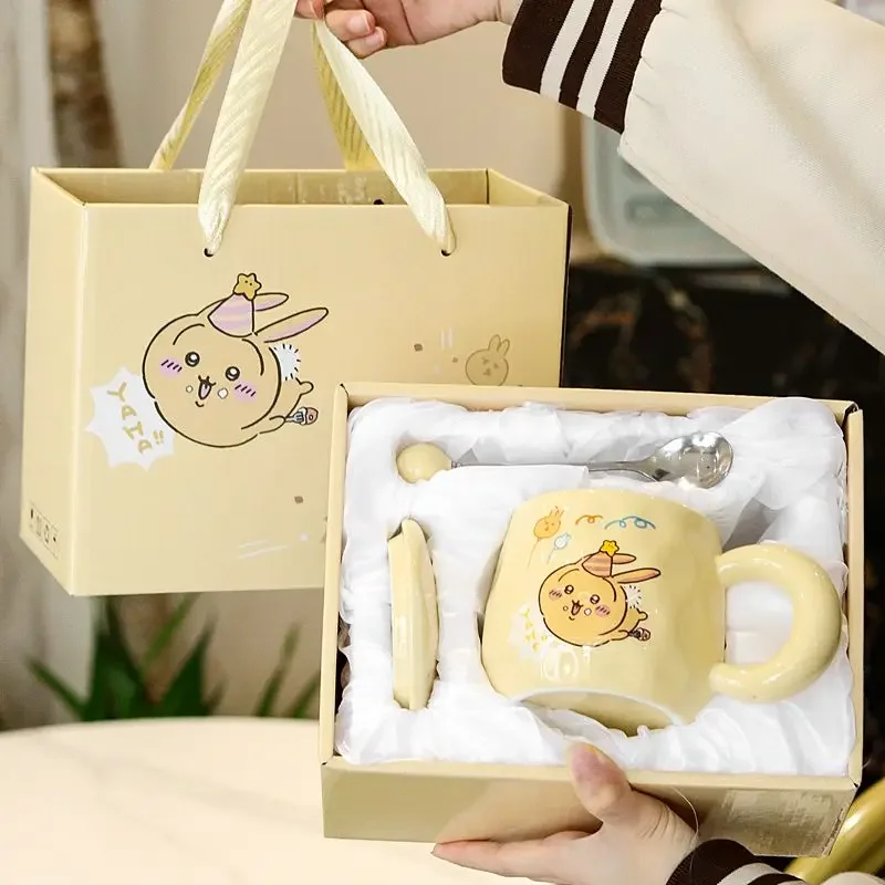 

Kawaii Chiikawa чайная чашка Hachiware Usagi аниме милая девушка высокая красота чашка для воды кружка с крышкой Подарочная коробка лучший друг подарок на день рождения