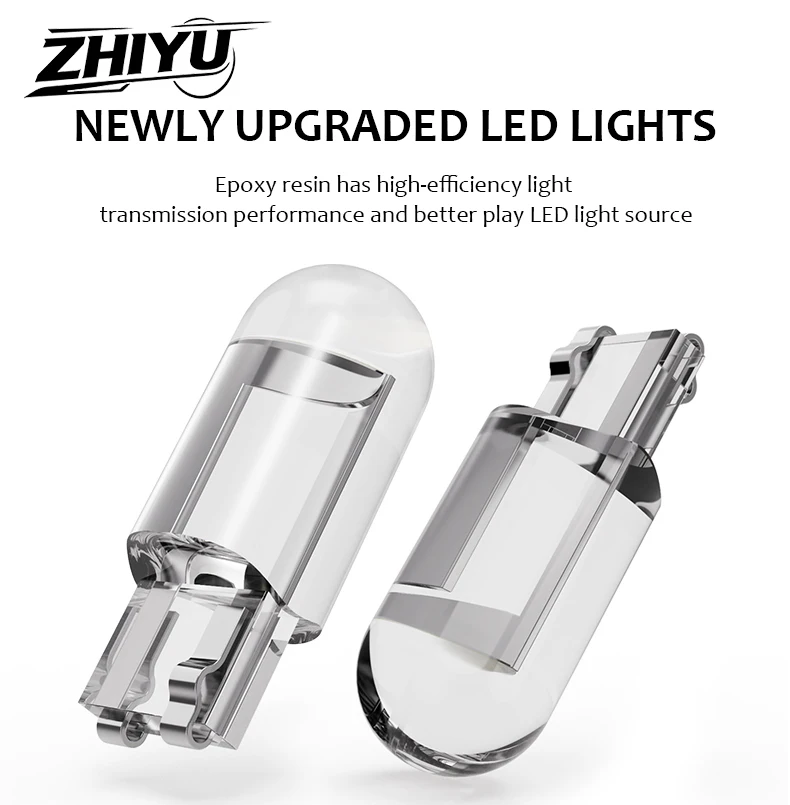 ZHIYU 10/50pcs Newest W5W Led T10 Car Light COB LED Glass 6000K White Auto Automobiles License Plate Lamp Dome Read DRL Bulb 12V