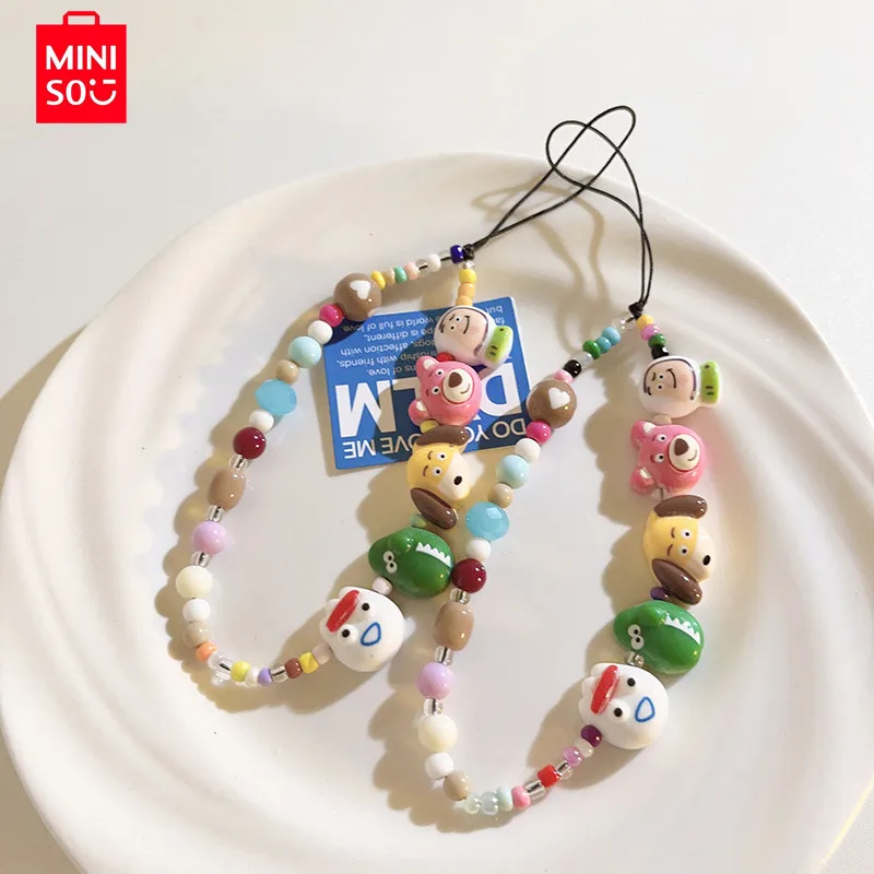 Miniso Toy Story Mobile Phone Bracelet Lanyard for iPhone Samsung Huawei Xiaomi Case Bead Anti-Lost Wrist Strap Car Keychain