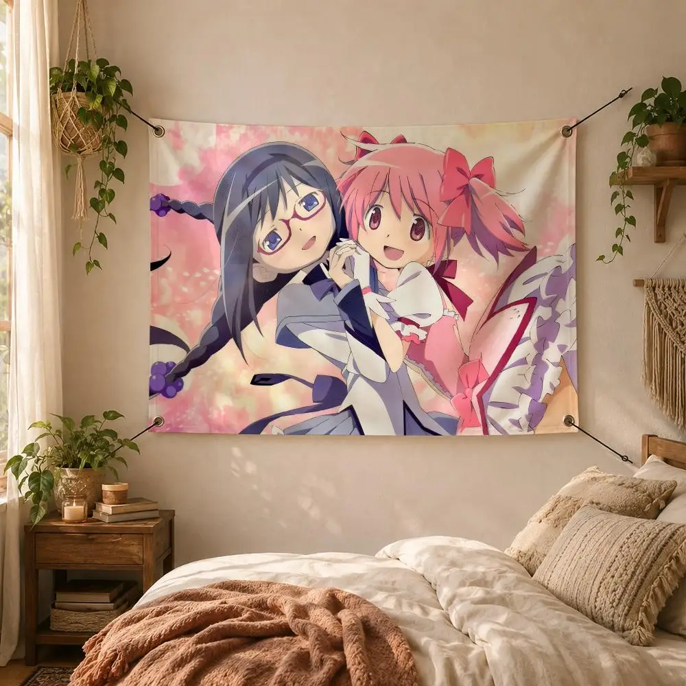 Magical Anime P-Puella Magi Flags Decorative Flag Banner for Outdoor Garden Yard Camping Party Home Wall Hanging Decor