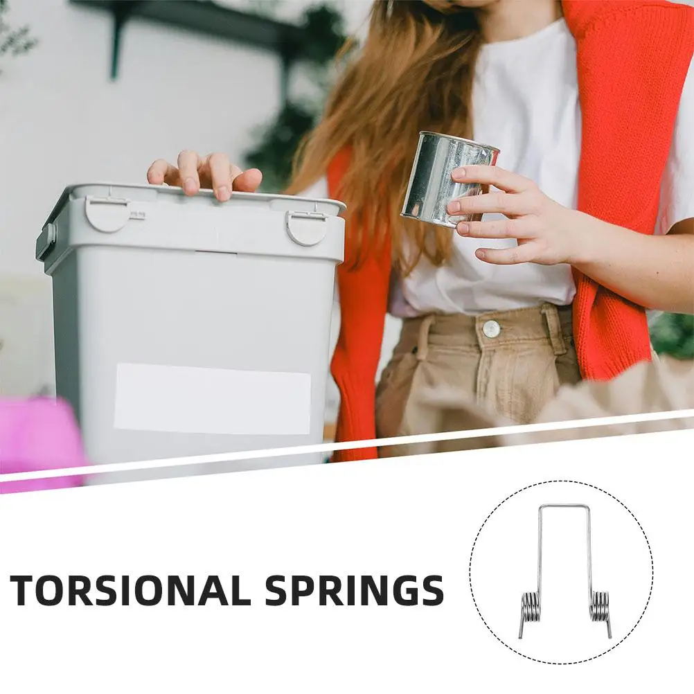 10 pçs acessórios de mola balde de armazenamento molas torsionais aço inoxidável lixo metal lata tampa peças reposição