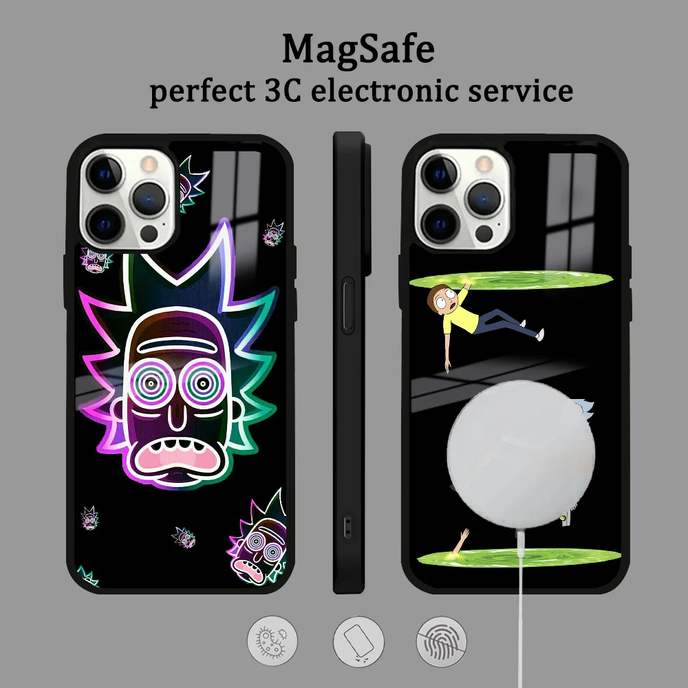 Epc Funny R-Ricks And M-Morties Phone Case For IPhone 16 15 14 13 12 11 Pro Max Plus Mini Magsafe Mirror Wireless Magnetic Cover