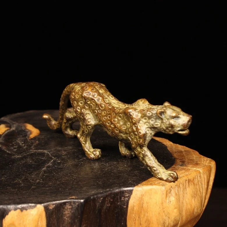 Copper Solid Money Leopard Paperweight Home Accessories Mini Money Leopard Table Tea Pet