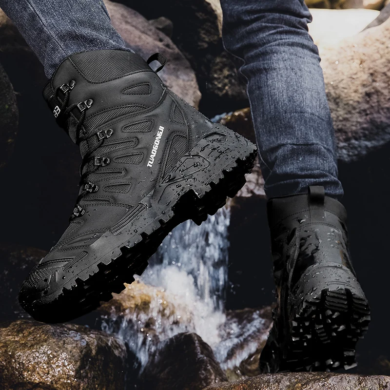 Zapatos de senderismo de entrenamiento táctico al aire libre de gran tamaño para hombres para ejercicios de campo y entrenamiento en la naturaleza