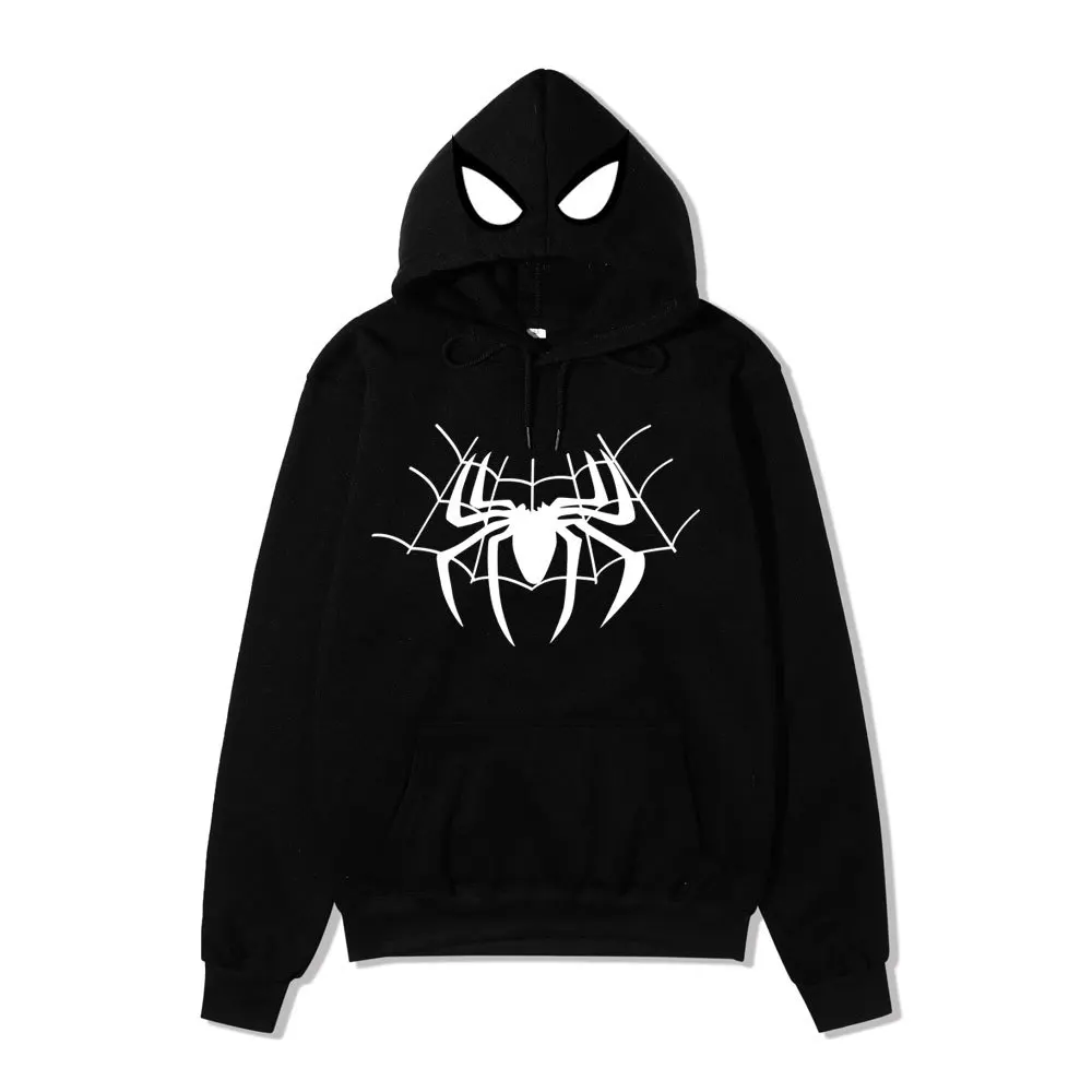 European and American dark sportswear men's and women's hoodies Gothic couple Harajuku spider print pullover casual top Y2K