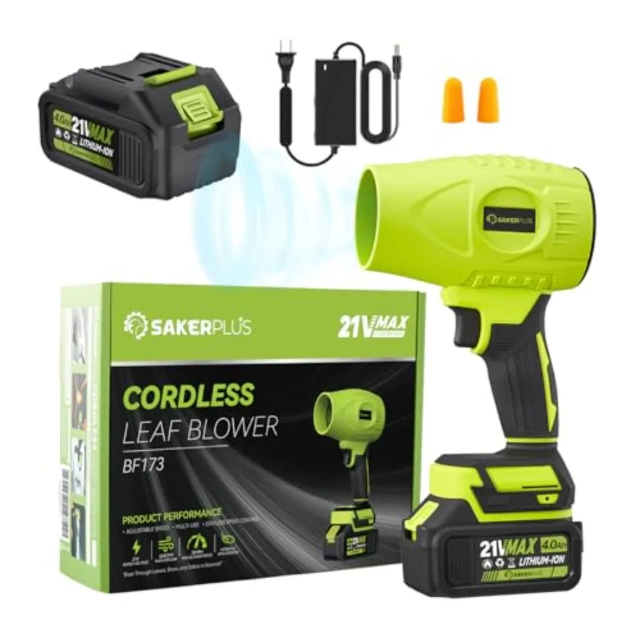 

Portable Dust Cleaner Cordless Leaf Blower with 2 Batteries 21V 4.0Ah Electric Handheld Blower 3-Speed Adjustable Mini Lightwei