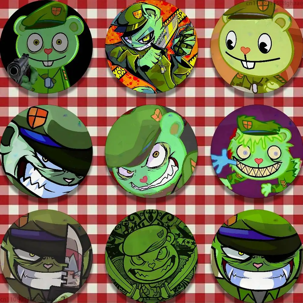 

Happy Tree Friends 58mm Badge Brooches on Backpack Clothes Handmade Round Enamel Pins for Jewelry