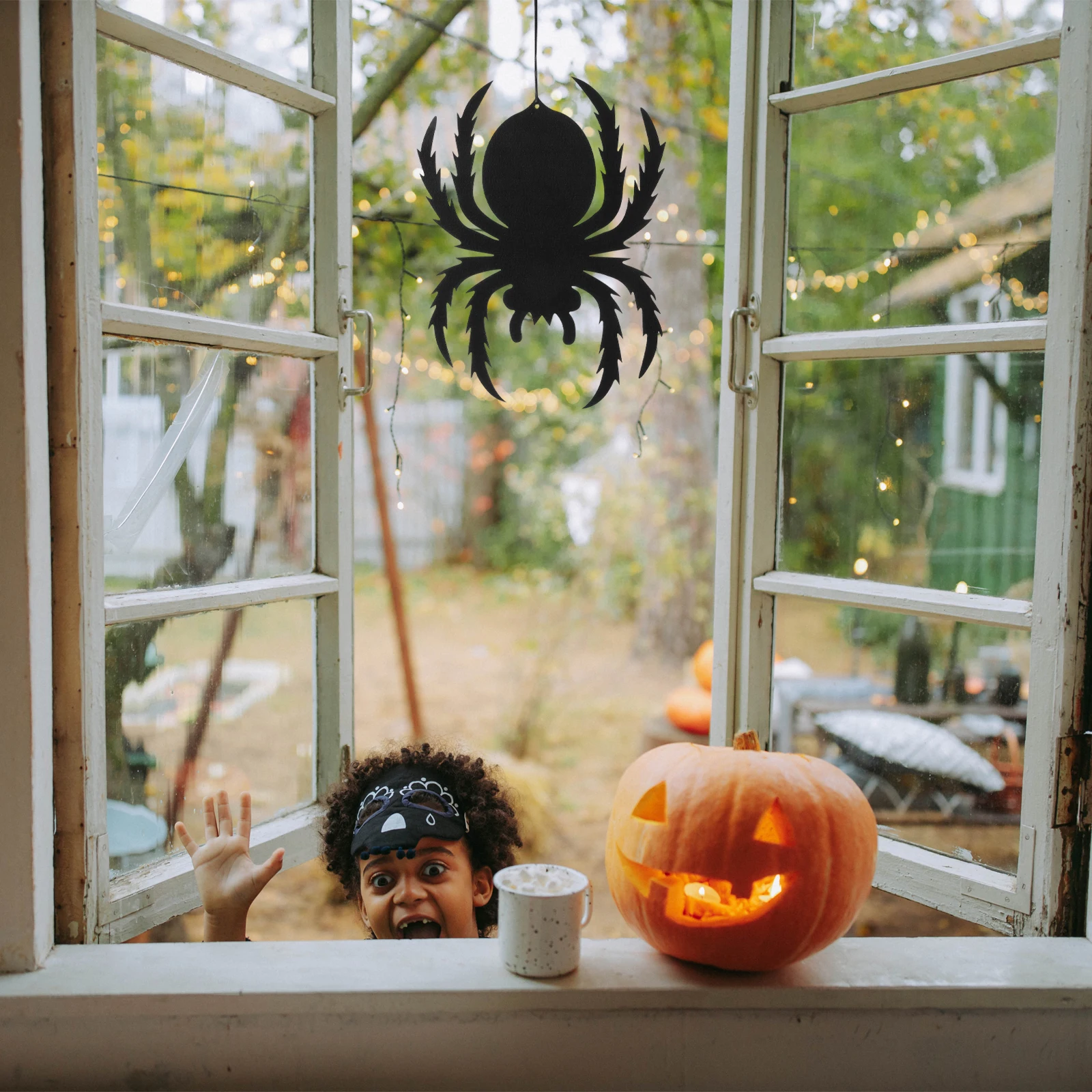 

2pcs Halloween Spider Decoration Hanging Web Decor Outdoor Party Prop Spooky Garden Table Flag Terrifying Tree Decor Simulated