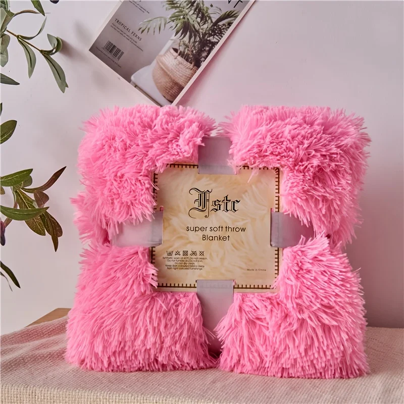 1pc Pink Flannel Blanket, Warm Plush & Fluffy Blanket For Living Room & Office, Bedding