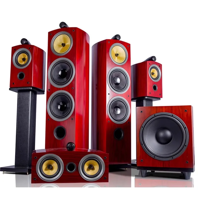 

MP-1800 Tower / Bookshelf (without Stand) / Center / Subwoofer Red Wooden Case Passive None-Battery Lossless HiFi Speaker Indoor