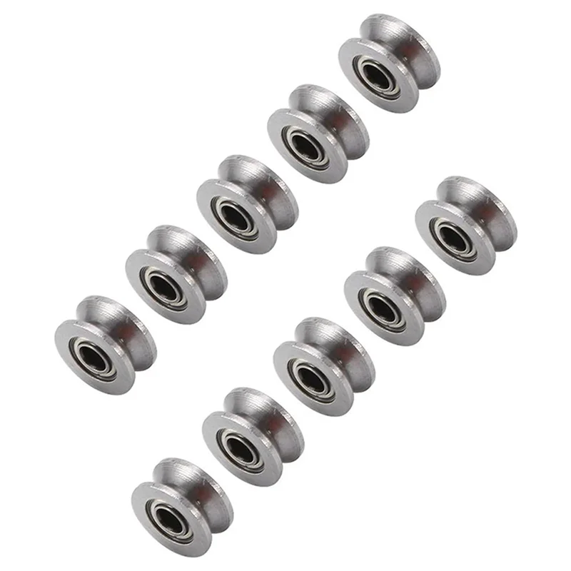 AB45 100Pcs U Groove Bearing U624ZZ Carbon Steel Durable V Groove Ball Bearing Pulley For Rail Track Linear Motion Systems