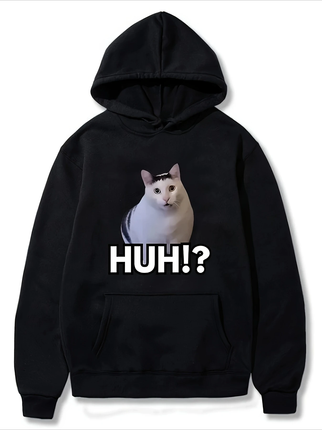 

Мужские толстовки с забавным графическим принтом Huh Cute Cat, мужские и женские толстовки с длинными рукавами, пуловер, уличная одежда, топы в стиле ретро в стиле хип-хоп, одежда