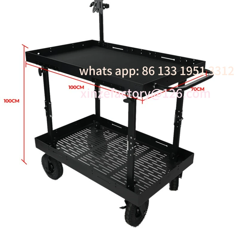 Customizable folding lift studio photographic equipment trolley multi-function monitor folding cart