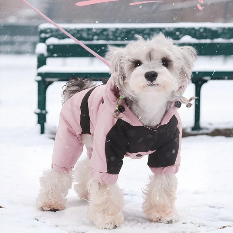 

Pet Hoodies Clothes Winter Pet Dog Coats Teddy Puppy Outdoor Four-legged Cotton-padded Clothes Warm Clothes Hooded Sweater