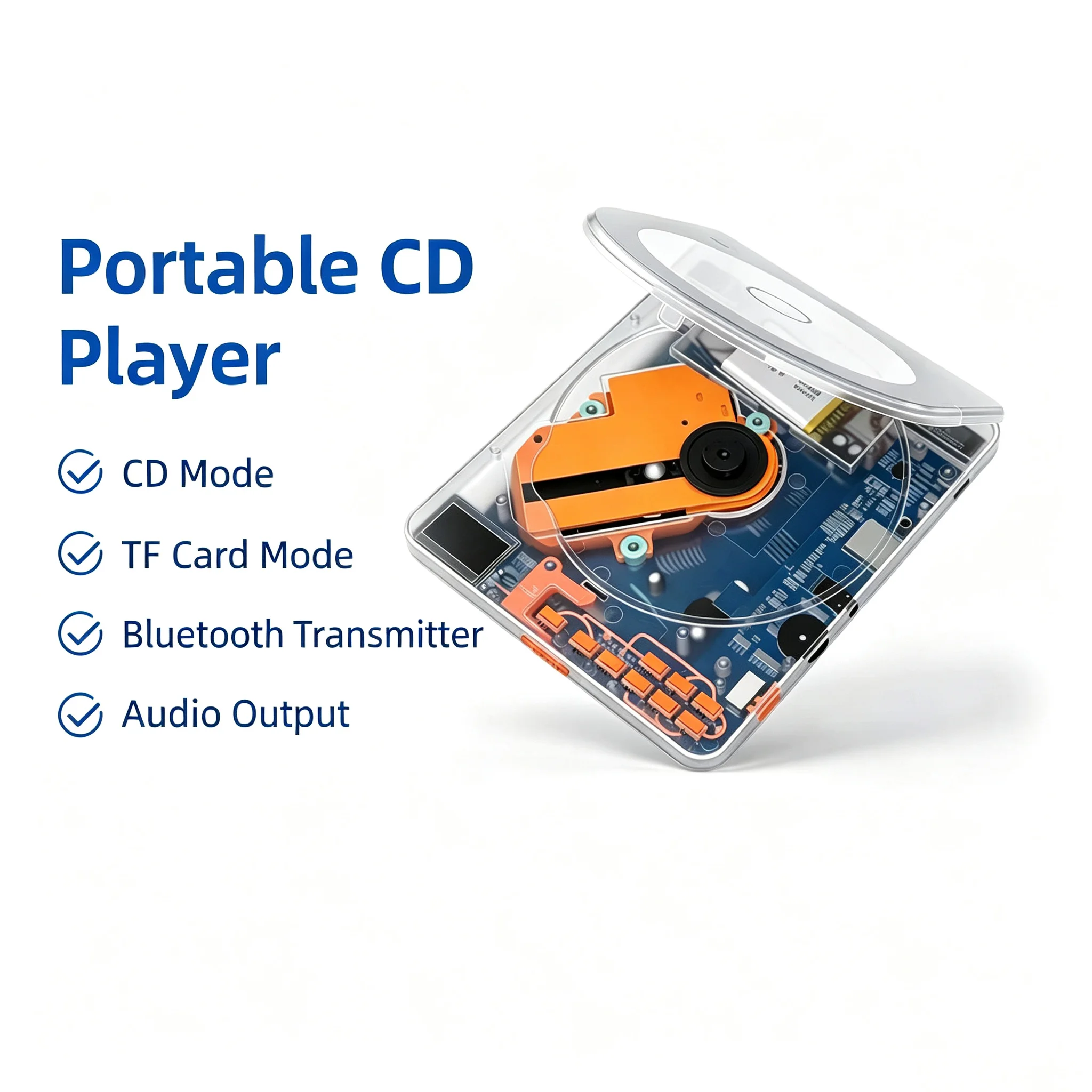 Portable on-demand CD player CD player music album player student English repeating learning machine gift