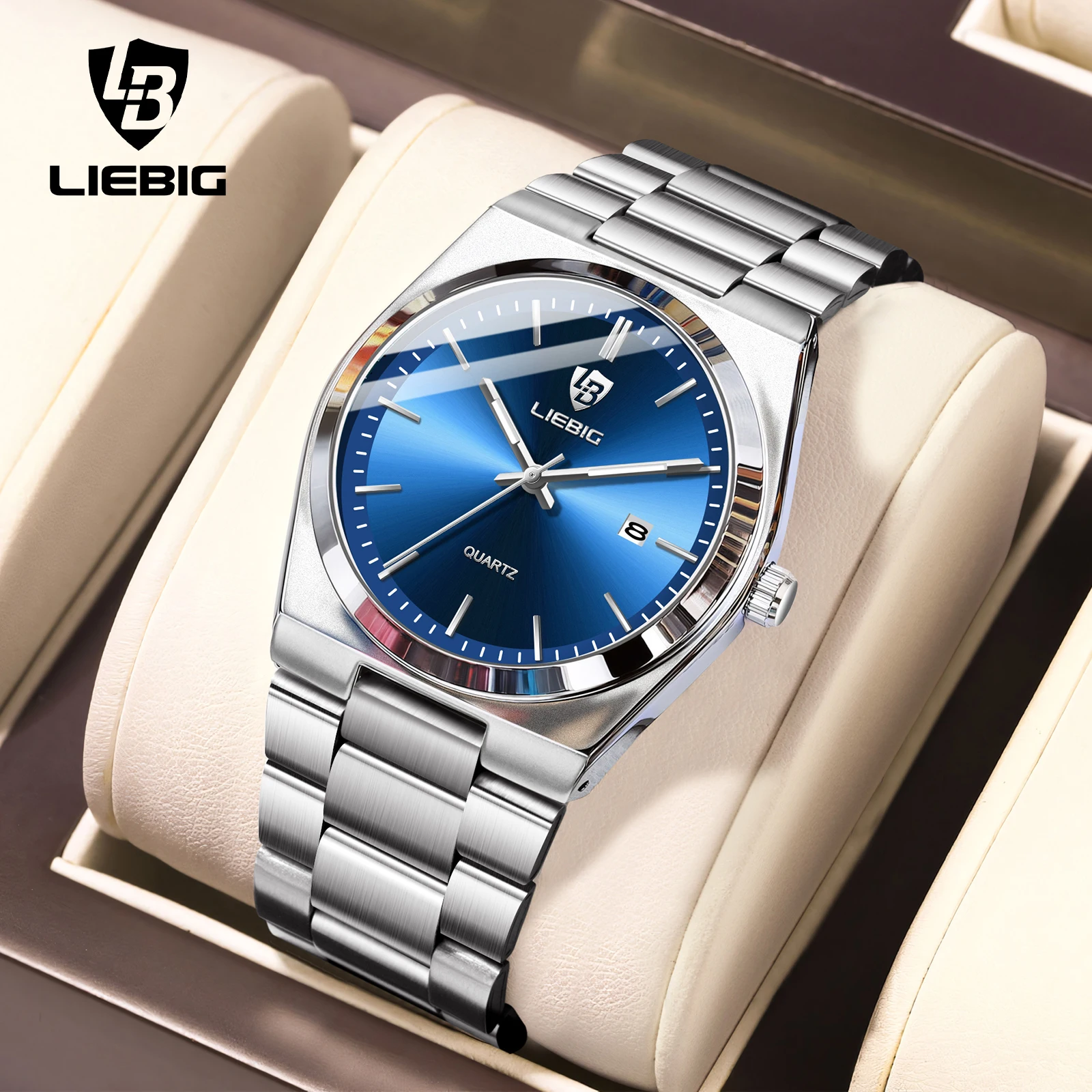 LIEBIG Luxury Quartz Watches Fashion Business Stainless Steel Watch For Mens Women Simple Waterproof Wristwatches Reloj Hombre