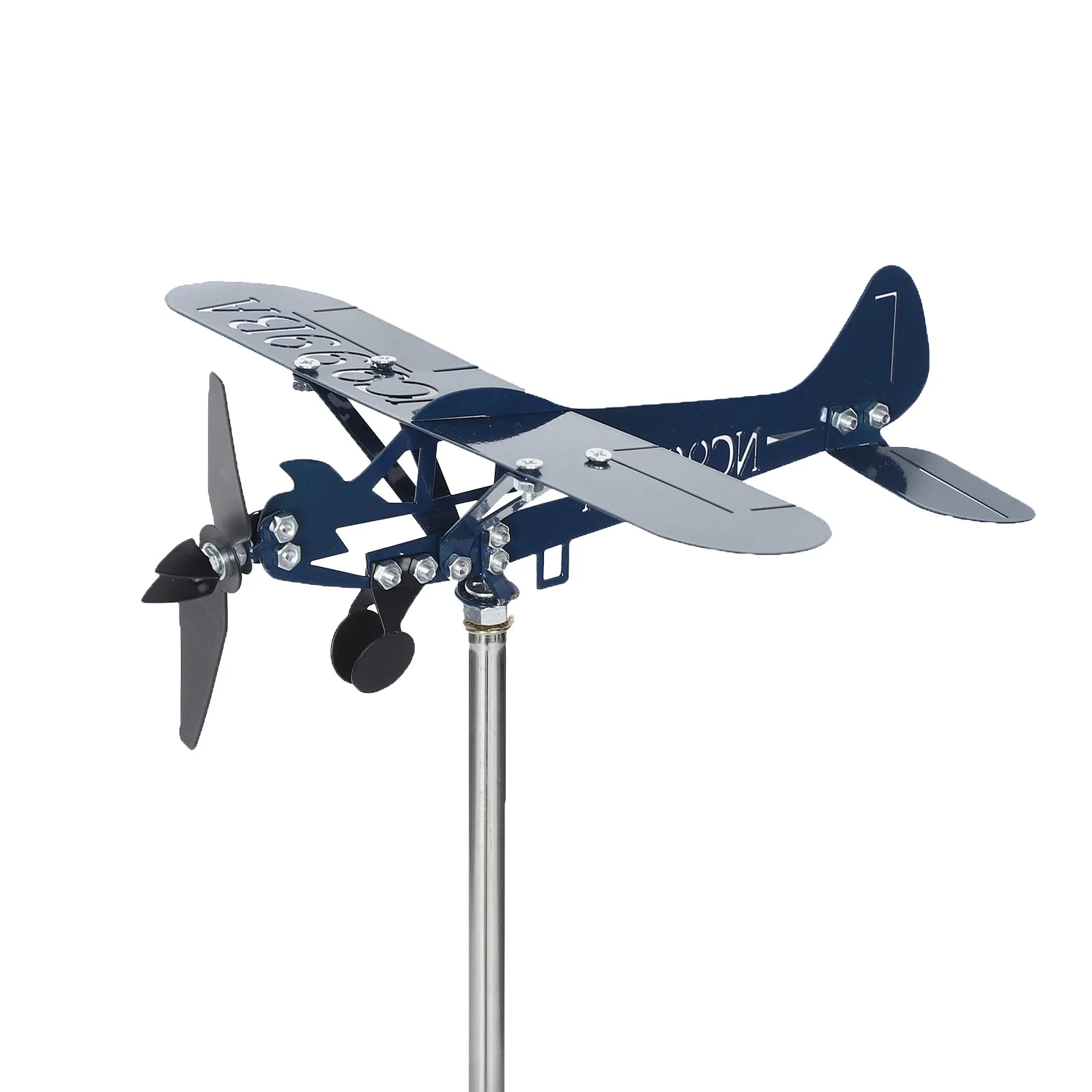 Metal Airplane Wind Spinner Decorative Outdoor Iron Aircraft Windmill for Garden Yard Patio Unique 3D Pinwheel Sculpture Outdoor