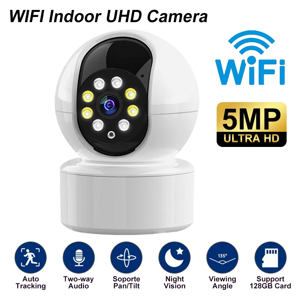

5MP 4K FHD Security WIFI Camera Pan Tilt Motion Detection For Baby Pet Monitor Dog Camera Smart Home Full Color Night Vision Cam