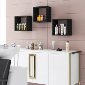 Kit 03 Quadratnische schwarz 25x25 Dekorationsraum Badezimmer Küchenzimmer MDF Wandholz Holz 8 Hauptverkaufsnischen in MDF - №6