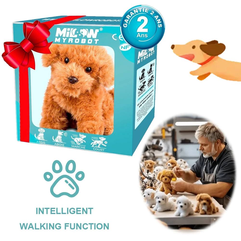 Elektroniczny szczeniak robot, realistyczna zabawka piesek, interaktywna pluszowa zabawka szczeniak, pluszak piesek, szczekający piesek, kiwający ogonem, prezent dla dzieci na festiwal