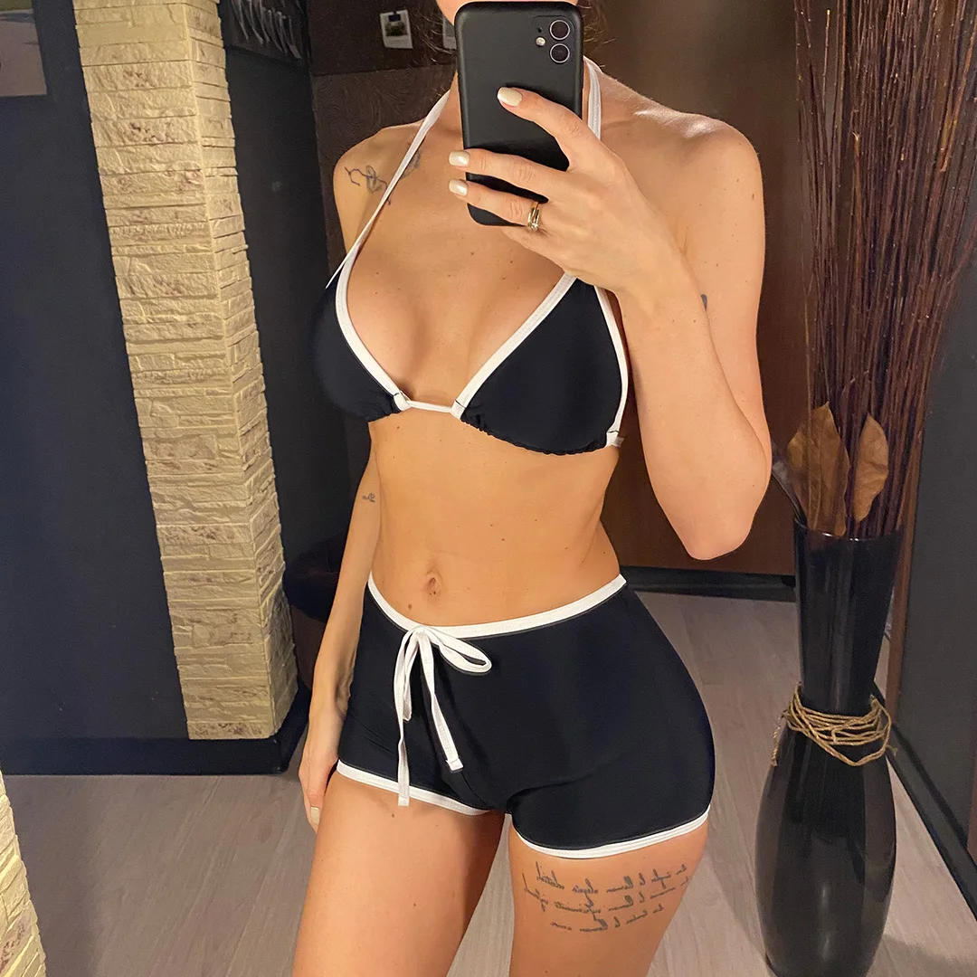 Neuer, aufregender Bikini mit asymmetrischem Schnitt, Damen-Badeanzug, zweiteiliges Bikini-Set, Strandshorts, Badebekleidung, Badeanzug, Modell V5226. – Detail 4