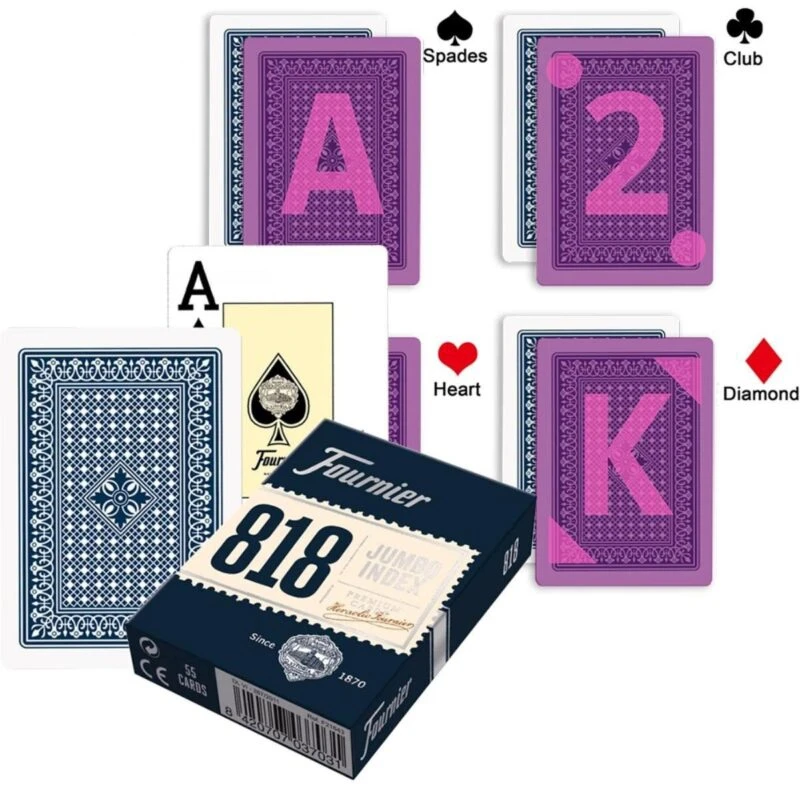 

Игральные карты Fournier 818 с инфракрасной маркировкой JUMBO INDEX для инфракрасных контактных линз и инфракрасных солнцезащитных очков (только карты)