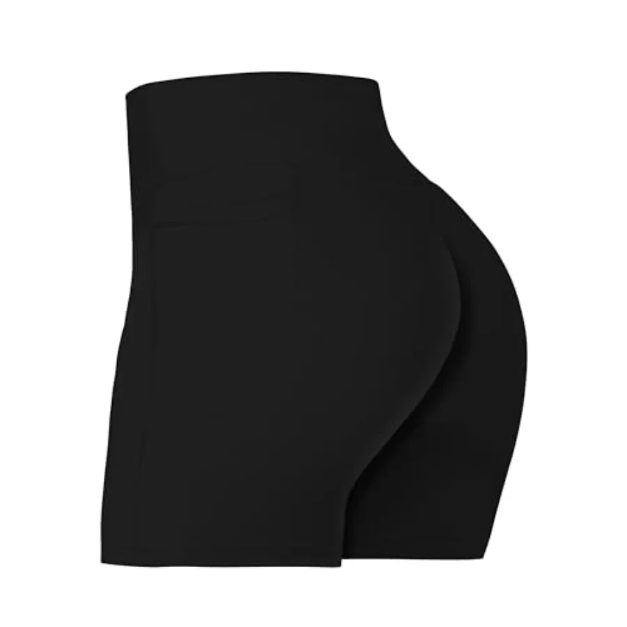 

No Front Seam Biker Shorts for Women with Pockets, Yoga Workout Gym Bike Shorts with Tummy Control