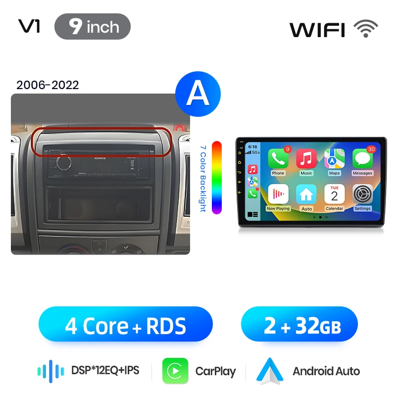 Junsun 9 inch Android 15 autoradio voor Fiat Ducato Peugeot Boxer 2 Citroen Jumper 2 2006-2023 voor Apple CarPlay Auto IPS scherm stereo multimediaspeler automotive slimme intelligente systemen 2 Din