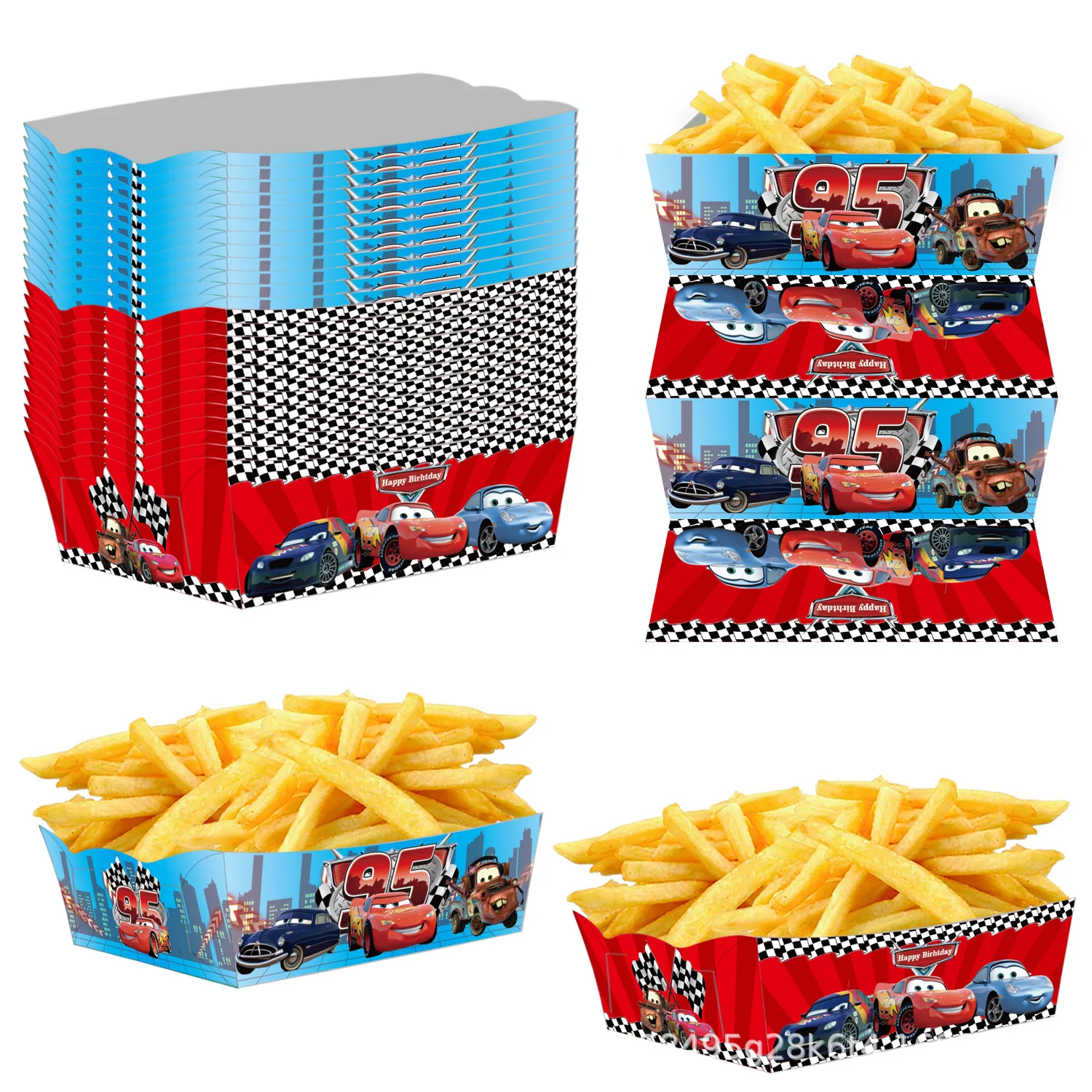 Lighting Mcqueen Decor - 24개/세트 자동차 모양 종이 음식 서빙
