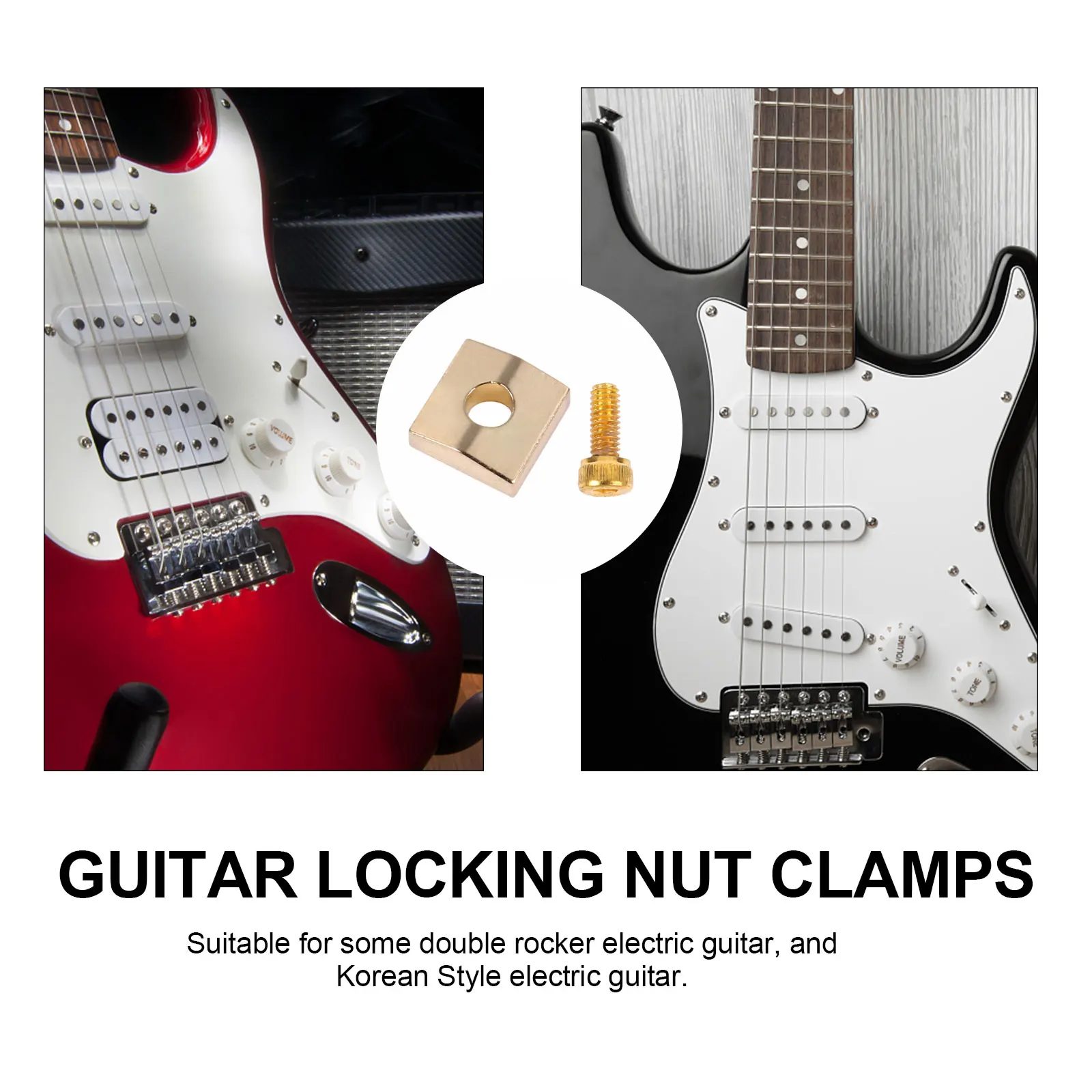 

Electric Guitar String Lock Set Iron Zinc Alloy Hexagonal Screws Durable Parts Double Rocker Korean Style Guitars